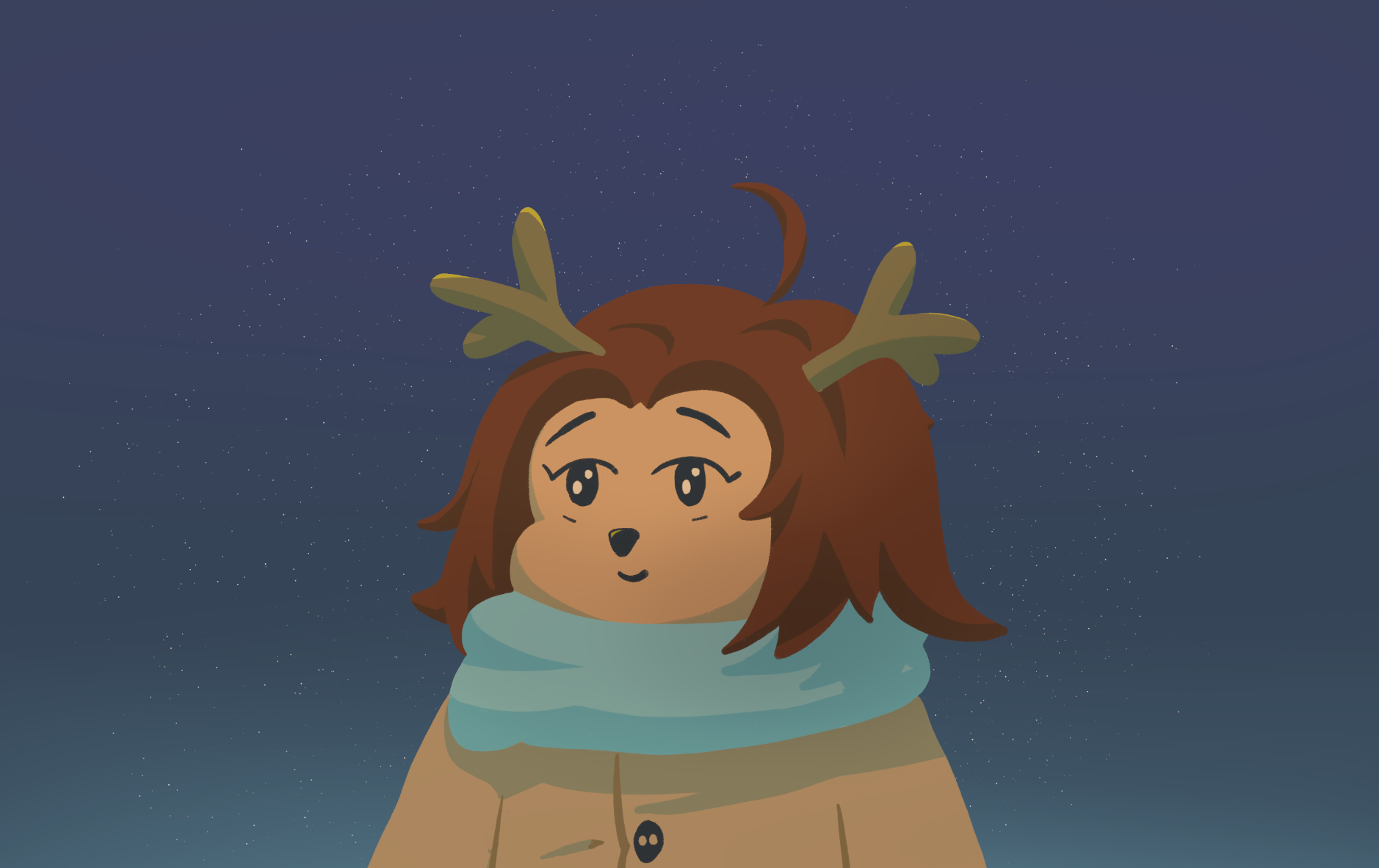 Cutesey winter pfp of a deer